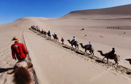 china-silk-road-trip-dunhuang-desert-camel-riding - China Xian Tour: Private & Tailor-Made China Tours China Silk Road adventure to Dunhuang desert