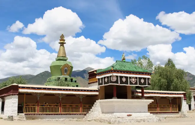 samye-monastery-tibet - China Xian Tour: Private & Tailor-Made China Tours Samye Monastery under blue sky
